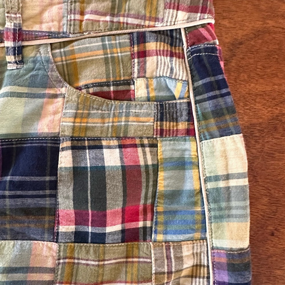 Tommy Hilfiger Patchwork Plaid Mini Skirt Size 10 Cotton Preppy Madras 2007 - Picture 5 of 11